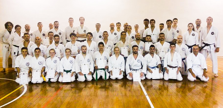 Shotokan Karate-DO Association, Sensei Edward, Sensei David, Sensei Kenneth in photo with SKA Black Belts and newly graded Kyu Grades